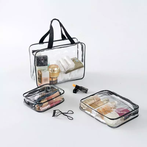Clear PVC Cosmetic Bag With Zipper Closure Small Portable <b>Makeup</b> <b>Case</b> For Travel Simple Style Waterproof Design - Product Image 2