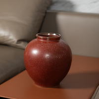 Ensemble de vases en céramique faits à la main Wabi Sabi Rouge Rouille, Poterie émaillée mouchetée pour la décoration de table de salon et de la maison