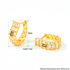 Latest Dubai Fashion Stud Earrings 21k Gold Plated Italian Luxury Zirconia Earrings Jewelry for Women Event Party - Product Image 6