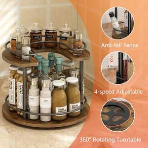 2 Tier Lazy Susan Organizer,2-Tier Spinning Spice Rack with Stable <strong>Carousel</strong> Base &amp; 4 Height Settings for <strong>Cupboard</strong> <strong>Kitchen</strong> - Product Image 4