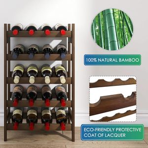 Casier à vin moderne en bambou sur pied à 5 niveaux et 20 bouteilles Cellier de cuisine Bar <span class=keywords><strong>Rangement</strong></span> de meubles de maison Étagères de présentation - Product Image 3