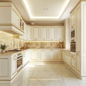 China bajo precio de lujo prefabricado personalizado Modular Pvc armarios de cocina moderno en forma de L - Product Image 1