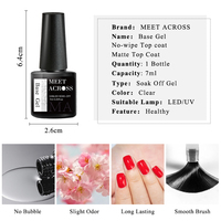 MEET ACROSS Vernis à ongles gel UV transparent Soak Off Nail Art Base Top Coat Vernis à ongles gel