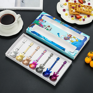 304 Stainless Steel Guitar <b>Spoon</b> Set Cartoon Design Dessert <b>Coffee</b> Stirring <b>Spoon</b> Gift For Adults - Product Image 4