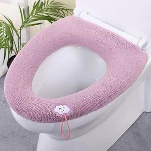 Winter Warm Toilet Seat Cover Mat Single-piece Set Eco-Friendly Bathroom Toilet <b>Pad</b> <b>Cushion</b> Handle Thicker Soft Washable - Product Image 3