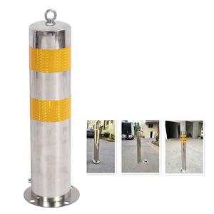 Blocco del posto auto rimovibile in acciaio inox vialetto dissuasore palo barriere di parcheggio colonna di avvertimento con strisce riflettenti - Product Image 5