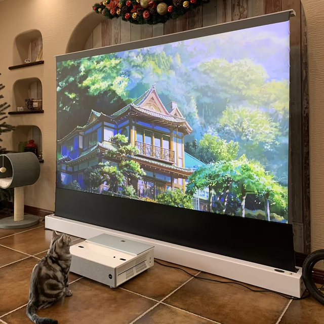 SMX 100 Inch Projector Screen Motorized Floor Rising ALR Screen for UST Laser Projector Motorized Home Cinema Laser Tv Screen