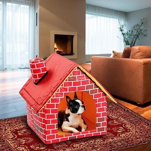 Factory direct supply of <b>red</b> brick pet dog kennels, <b>red</b> house pet beds, cat <b>tents</b>, suitable for all seasons and pets. - Product Image 3