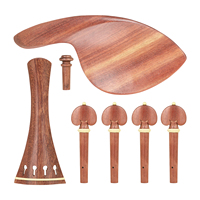 Accessoires pour violon en acajou incrusté de buis, lot de 4 pièces VL-20 (Plaque de cordes + Cheville de cordes + Cheville de queue + Pièces diverses) 4/4-3/4 Carton