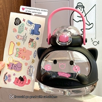 Haute apparence niveau Tritan matériel enfants boire tasses mignon chat forme bouteilles en plastique Portable dessin animé bouteille d'eau avec paille