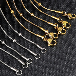 Collar de Cadena con Cuentas de Acero Inoxidable, 45cm 50cm 55cm 60cm, Color Dorado, para Uso Diario, Joyería Fina - Product Image 4