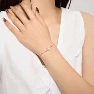 Dylam Elegance Fine Fashion 18K Gold Rhodium Plated 925 Silver Lip Chain 5A Cubic Zirconia Butterfly Pendant <b>Bracelets</b> for Women - Product Image 4