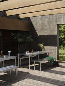 होमरेट्रो टिकाऊ ऑल-एल्यूमीनियम 5-टुकड़ा आउटडोर डाइनिंग सेट आधुनिक पैटिको टेबल और गार्डन आंगन कैफे और लिविंग रूम के लिए कुर्सियां - Product Image 3