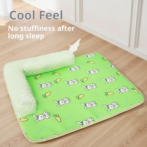 Kühlmatte für Haustiere, Katzen und Hunde, Sommer, modernes Stoffdesign, umweltfreundlich, Cartoon-Muster, anpassbare Größe, Schlafbett mit erhöhtem Kissen - Product Image 3