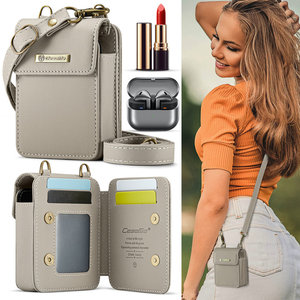 CaseMe Mini sac de voyage léger à bandoulière pour <span class=keywords><strong>Galaxy</strong></span> Buds 3 <span class=keywords><strong>2</strong></span> FE avec multi-cartes Portefeuille en cuir Pochette de téléphone pour <span class=keywords><strong>Air</strong></span> Pods 3 <span class=keywords><strong>2</strong></span> - Product Image 2