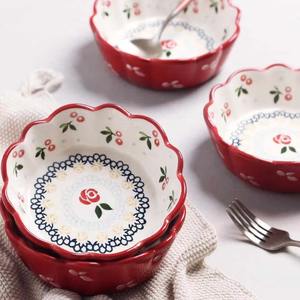Bol en céramique cerise, bol à salade en porcelaine, bol à fruits, dessert, collation, plats <span class=keywords><strong>japonais</strong></span>, riz, nouilles, vaisselle, plat, fleur, outils de cuisine, pots - Product Image 3