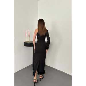 Wholesale One-Sleeve <b>Cocktail</b> <b>Dress</b> with Tulle Black Skirt - Product Image 1