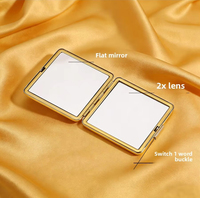 Espejo de Bolsillo Plegable de Acero Inoxidable Personalizado, Espejo de Maquillaje Compacto con Logotipo Personalizado, Regalo Promocional para Mujeres, Cosméticos, Viajes