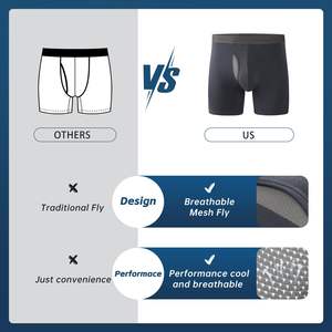 उच्च गुणवत्ता वाले आरामदायक प्लस आकार पुरुषों के बॉक्सर संक्षिप्त कस्टम लोगो मेष सांस लेने योग्य नरम उच्च लोच पुरुषों के सहज अंडरवियर - Product Image 3