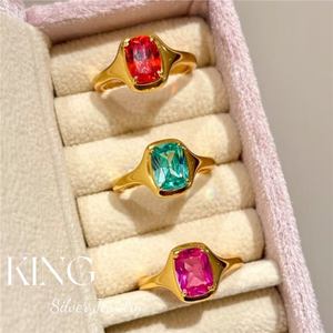 Anillo de Plata S925 Chapado en Oro con Diseño Geométrico de Circonita, Joyería de Moda para Mujer, Uso Diario - Product Image 1