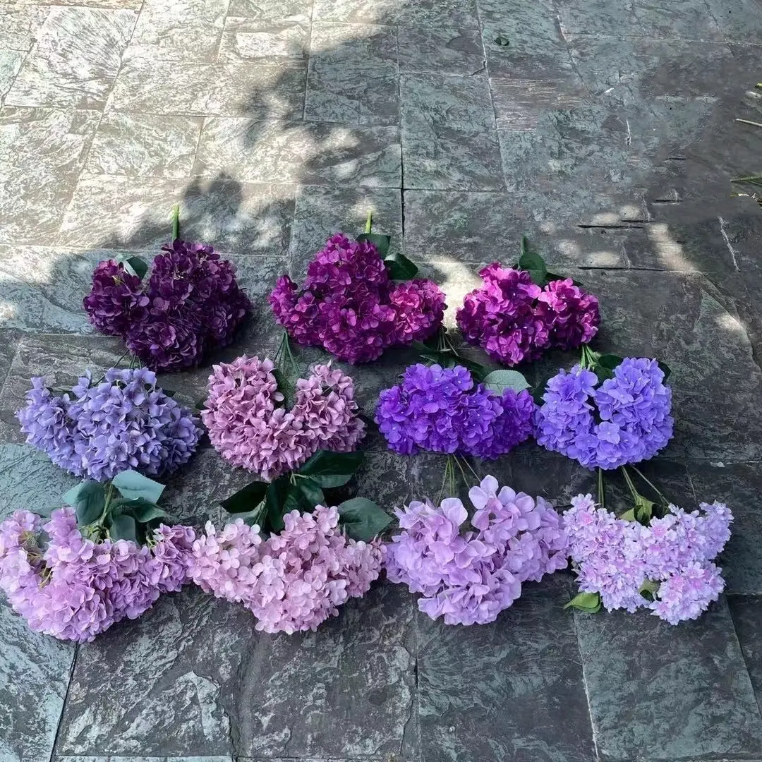 Flores artificiales para boda, flores púrpuras y rosas para SALÓN DE BODA, venta al por mayor