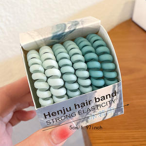 Élastiques à cheveux en plastique pour filles, style fil téléphonique, colorés et mats, simples et élégants, en boîte - Product Image 2