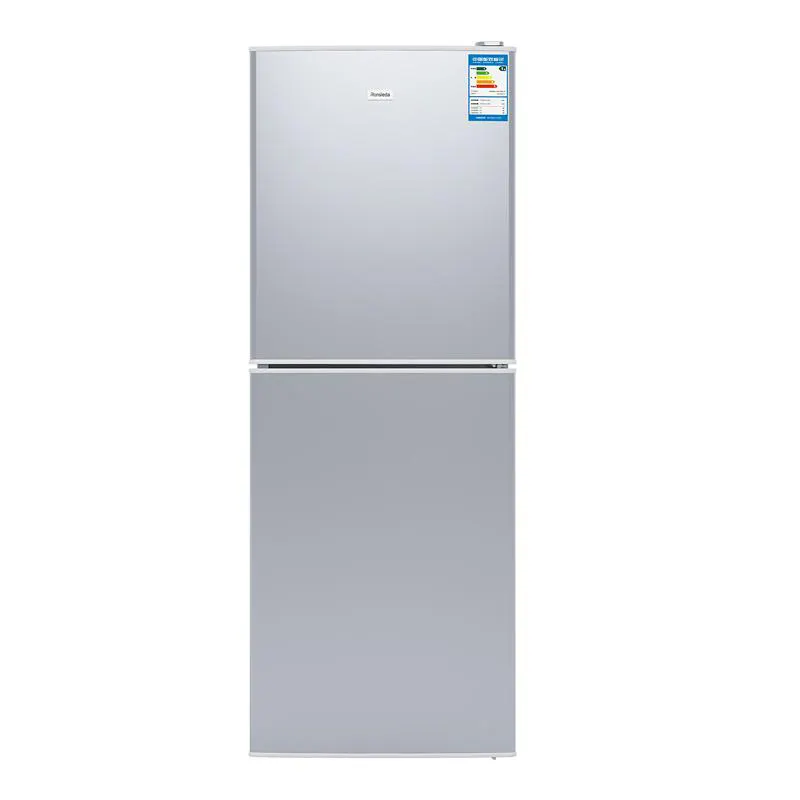 Refrigerador de acero inoxidable con congelador superior de doble puerta, superventas, Manual, eléctrico, de doble puerta, de acero inoxidable