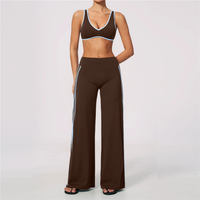 Ensemble de yoga amincissant ZC3588 pour femme, séchage rapide, coupe ajustée, pantalon large, soutien-gorge de sport, tenue de sport OEM