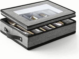 Flatware & Utensil <b>Storage</b> Durable Silverware <b>Storage</b> <b>Box</b> with Padded Dividers - Product Image 1