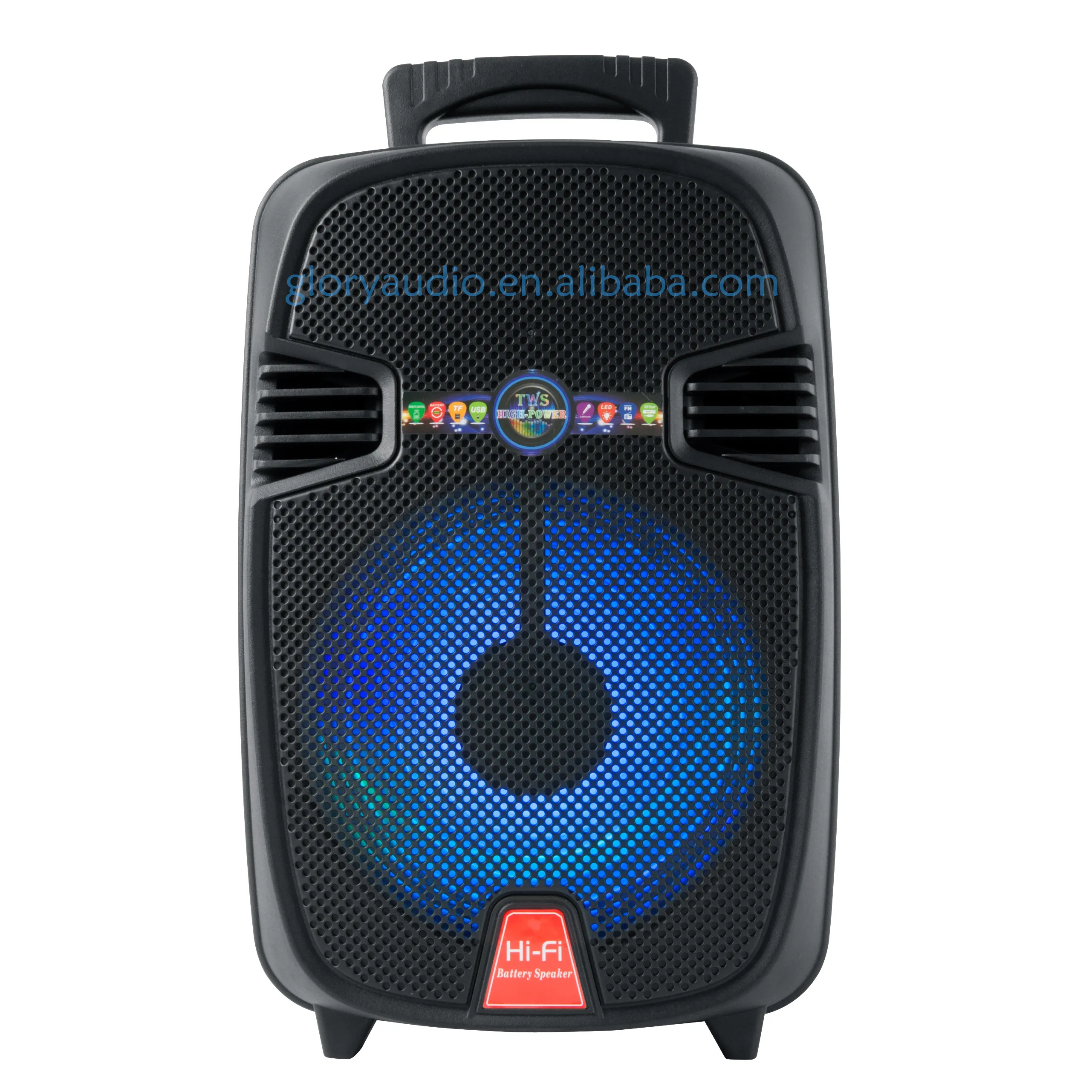 Sistema de sonido inalámbrico para fiesta de DJ, altavoz multifunción de 8 pulgadas RGB con llama, PARA Karaoke al aire libre