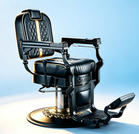 Fauteuil de barbier rétro hydraulique inclinable avec coutures diamantées de qualité supérieure
