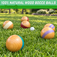 Ensemble de boules de pétanque en bois YumuQ de 100 mm, jeu de pelote pour l'extérieur, pelote de boccia avec corde de mesure pour la cour et la plage