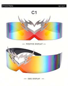 Gafas de Sol Deportivas Sin Montura con Protección UV400, Diseño Futurista, Marca Sense, Estilo Y2K, Corazón Punk, para Hombre y Mujer - Product Image 4