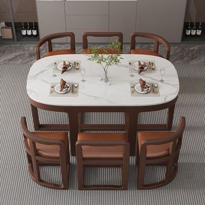 Mesa de <span class=keywords><strong>Comedor</strong></span> de Mármol Invisible de Esquinas Extraordinarias, Personalizada, de Lujo, Simple, Moderna y Popular para Apartamentos - Product Image 3