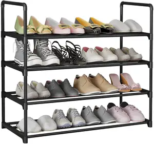 Luxury 4-Tier Metal Sturdy Shoe Organizer 20 Pairs Shoe Shelf for Entryway Closets Garage