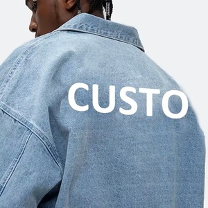 YIMAI Fornitore di Tendenza Giacca in Denim 100% Cotone Personalizzata Oversize Lavata <span class=keywords><strong>Blu</strong></span> Chiaro per <span class=keywords><strong>Uomo</strong></span> Abbigliamento di Qualità - Product Image 4