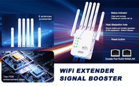 Repetidor amplificador de señal WiFi con seis antenas Expansión de red inalámbrica de 300 Mbps Nuevo amplificador de cortafuegos para el hogar