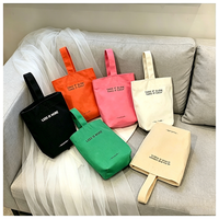 Sac en toile personnalisé, minimaliste, à coutures renforcées, couleur unie, mini, à main, pour bouteille d'eau ou de thé au lait, idéal comme sac cadeau souvenir de fête ou sac pour maman