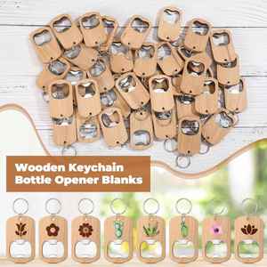 Wholesale Bulk Blank Wood <b>Key</b> Chain Opener Custom logo Wooden Handle Beer Keychain Bottle Opener for Gift - Product Image 4