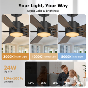 พัดลมเพดานอัจฉริยะ 42 นิ้ว พร้อมรีโมท <span class=keywords><strong>Alexa</strong></span> Tuya ใบพัด 5 ใบ ดีไซน์สองสี ใช้มอเตอร์ DC สำหรับใช้ภายนอกและภายในบ้าน พร้อมไฟ ราคาโรงงาน - Product Image 4