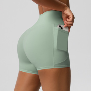 Shorts de yoga et d'entraînement taille haute pour femmes, 3 pouces, avec poche latérale pour téléphone, effet ventre plat et fessier galbé, sans démarcation visible (No Camel Toe) - Product Image 4