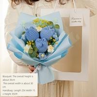 Vente en gros d'articles confectionnés Bouquet tissé à la main Bouquet de fleurs conservées pour cadeau de Noël Fleur au crochet faite à la main