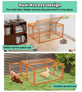 <span class=keywords><strong>Portable</strong></span> Poulailler Course Couveuse Boîte Maison Pliable avec Poignée En Bois Cage À Poulet Lapin Hutch Extérieur Intérieur - Product Image 6