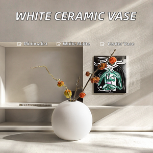 Jarrón de Cerámica/Porcelana con Acabado Mate Blanco Puro, Diseño Nórdico Moderno para Decoración del Hogar, Marca Furbish Home Decor Dome - Product Image 2