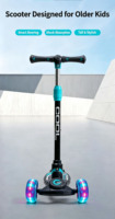 Trottinette pliable à 3 roues pour enfant avec hauteur réglable PU-Lit. Roues légères avec roulements ABEC-7 pour les enfants de 3 à 15 ans