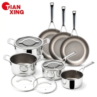 TIANXING Batterie de cuisine en titane sans PFOA ni PFAS, nouvelle conception, poêle à frire robuste, casserole, casseroles et poêles pour la vente en gros