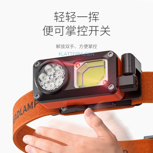 Smiling Shark TD-0280A ไฟหน้าแบบชาร์จไฟได้สมาร์ทเวฟเซนซิ่ง LED กันน้ำสำหรับตกปลากลางคืนกลางแจ้ง - Product Image 1