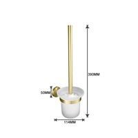 Support mural de brosse de toilette en acier inoxydable doré brossé de luxe pour salle de bain et suite d'hôtel