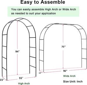 Tonnelle de pergola en métal Arche de jardin fleurie d'extérieur Treillis tonnelle de jardin en acier pour plantes grimpantes Décoration de mariage - Product Image 2