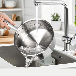 Ensemble de 6 casseroles et faitouts modernes en acier inoxydable avec poignées, compatibles gaz et induction - Product Image 4